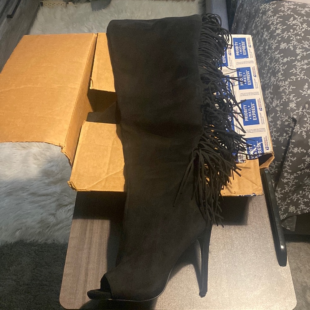 Black Suede Thigh Boots